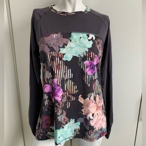Calia rash guard size XL long sleeve gray floral swim shirt